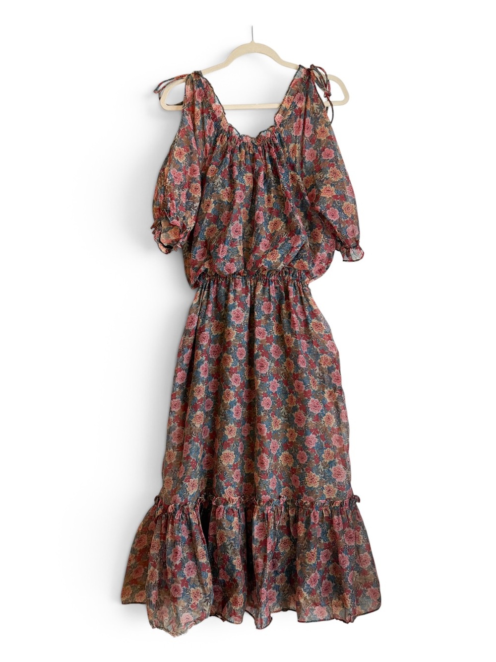Vintage 70s Boho Floral Prairie Midi Dress | M - Picture 2 of 16